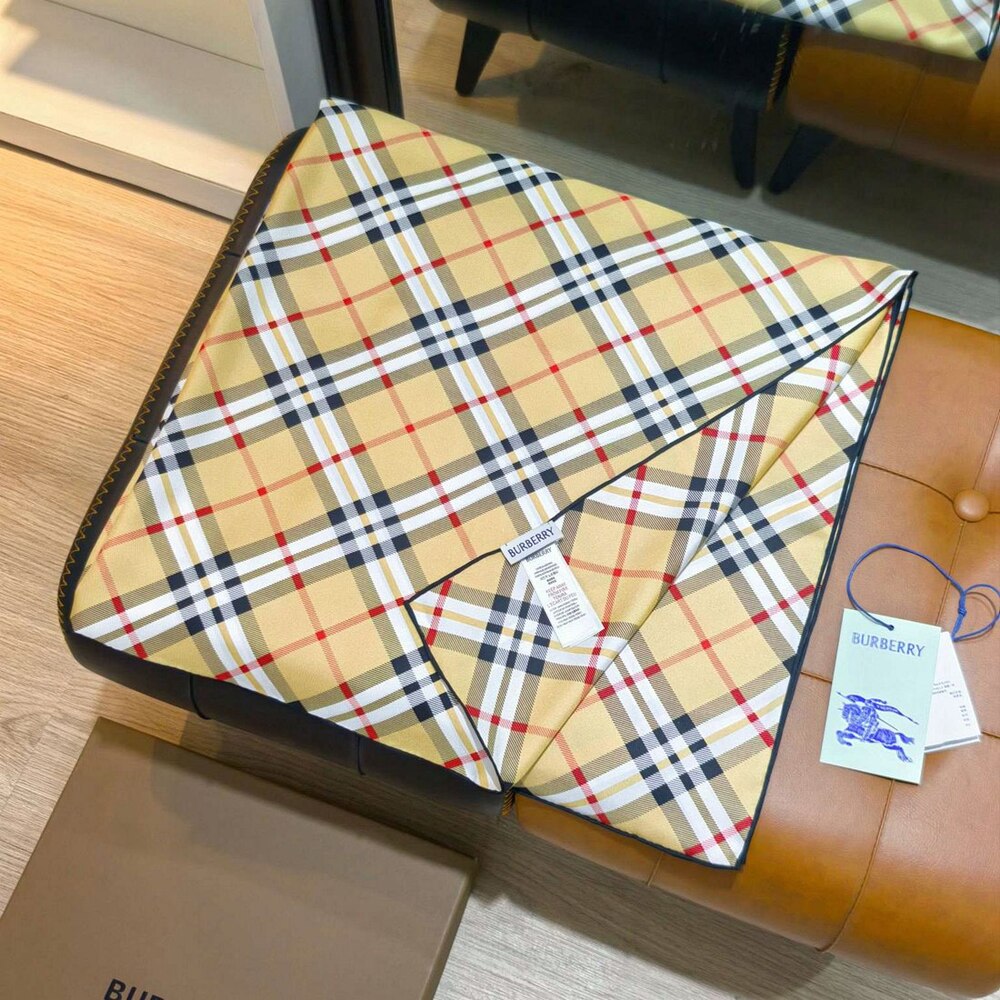 Burberry Silk Square Scarf Classic Vintage Check Plaid
